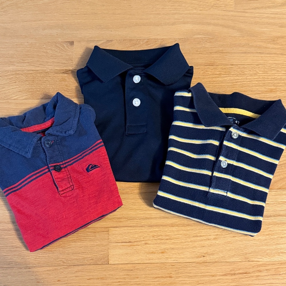 3 pc bundle - kids collared polo shirts, quicksilver, size 4T